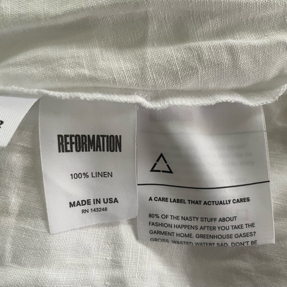 Reformation linen mini dress in white with bows - Picture 5 of 14